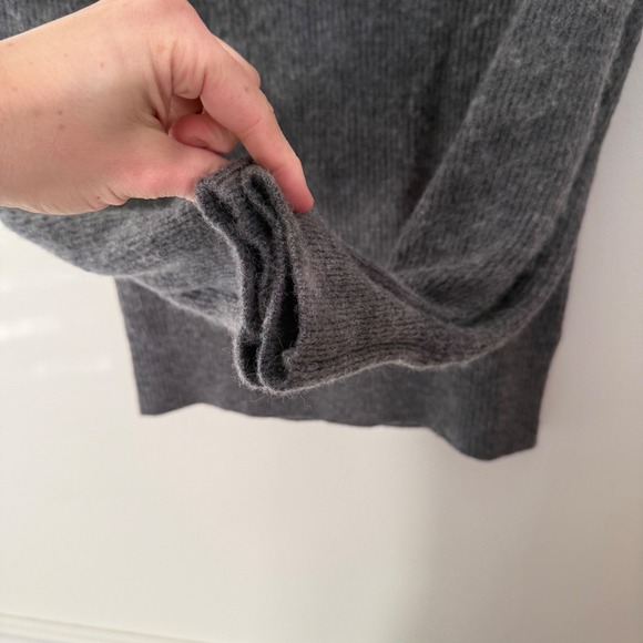 Quince women's Merino Wool Baby Alpaca Ribbed Mock Neck Sweater Charcoal Grey XL - Picture 7 of 10